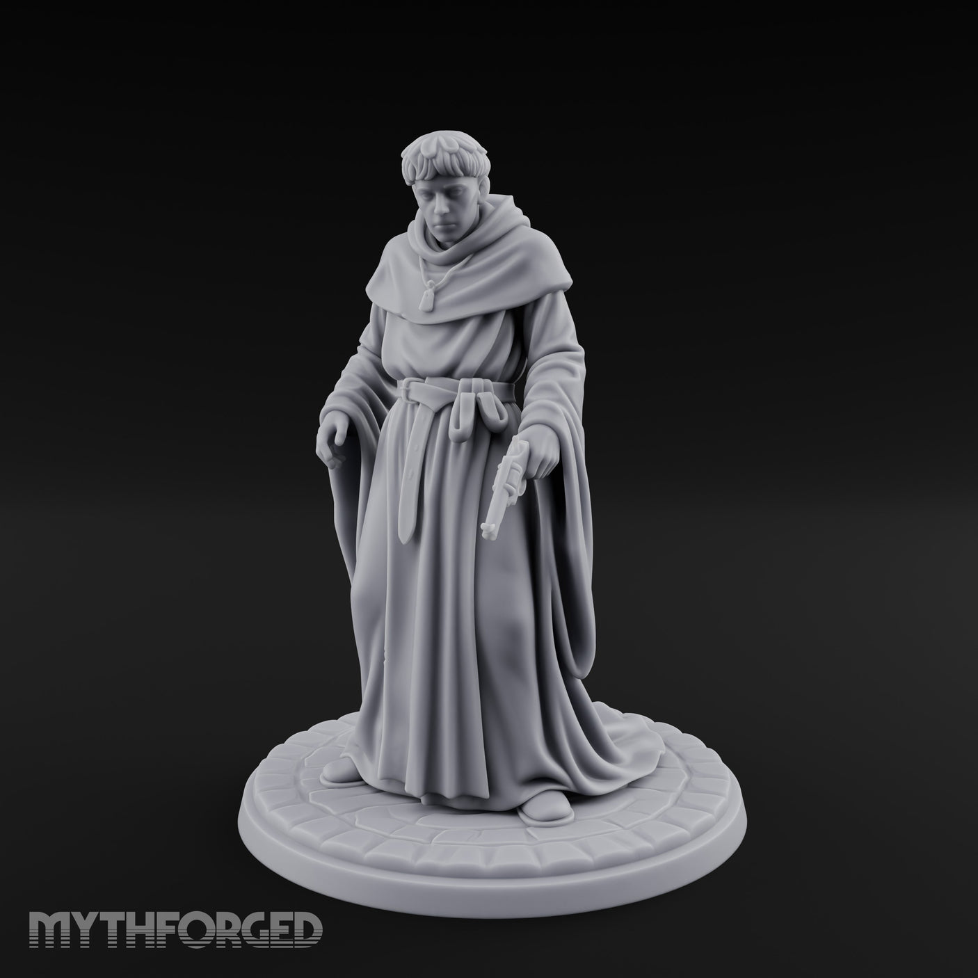 Pistol Concealing Human Friar Miniature for Dungeons and Dragons, Pathfinder or other TTRPGs