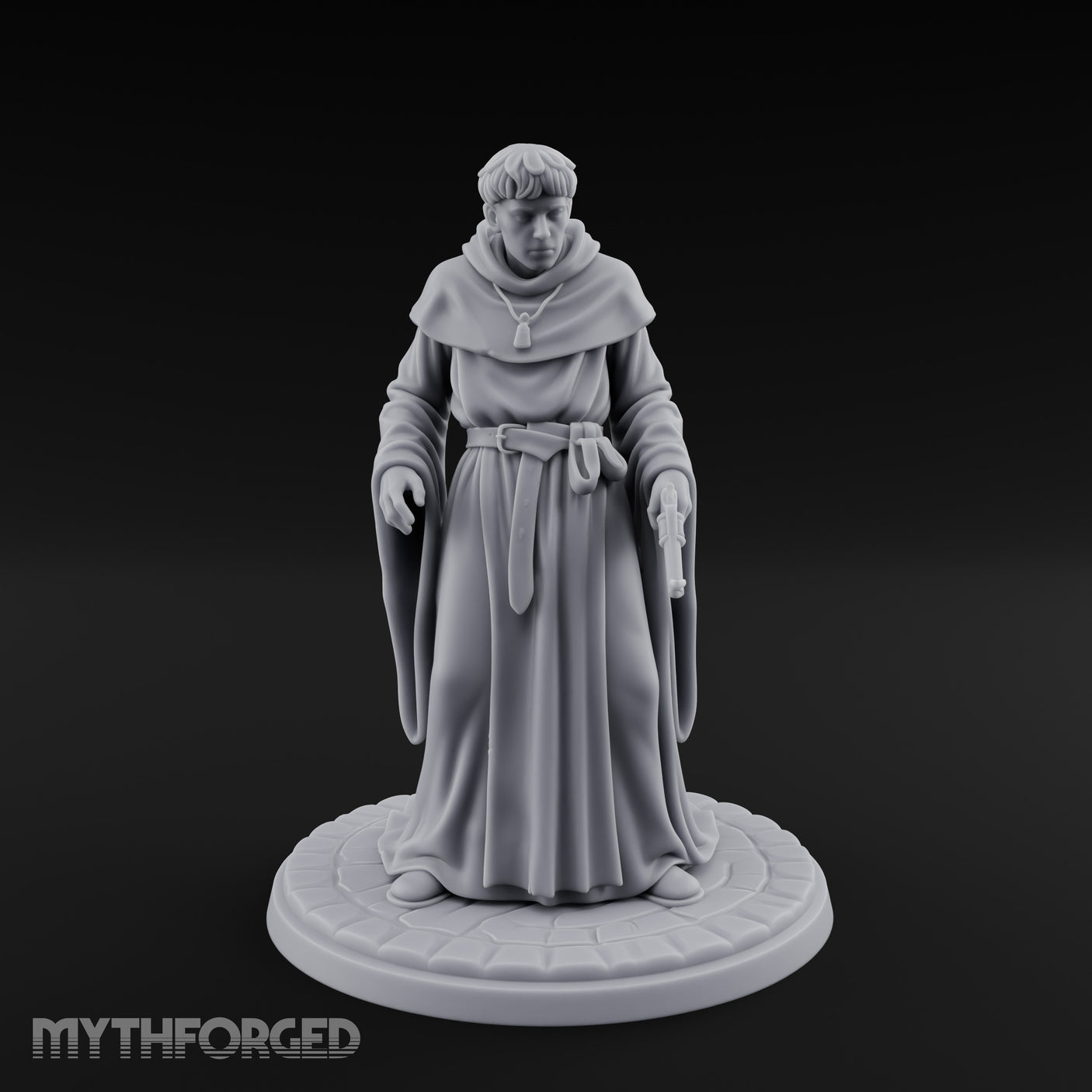 Pistol Concealing Human Friar Miniature for Dungeons and Dragons, Pathfinder or other TTRPGs