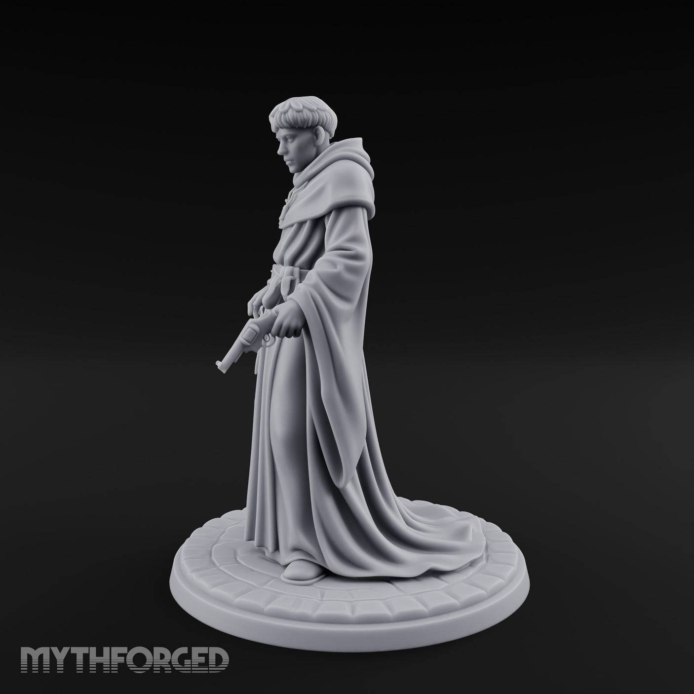 Pistol Concealing Human Friar Miniature for Dungeons and Dragons, Pathfinder or other TTRPGs