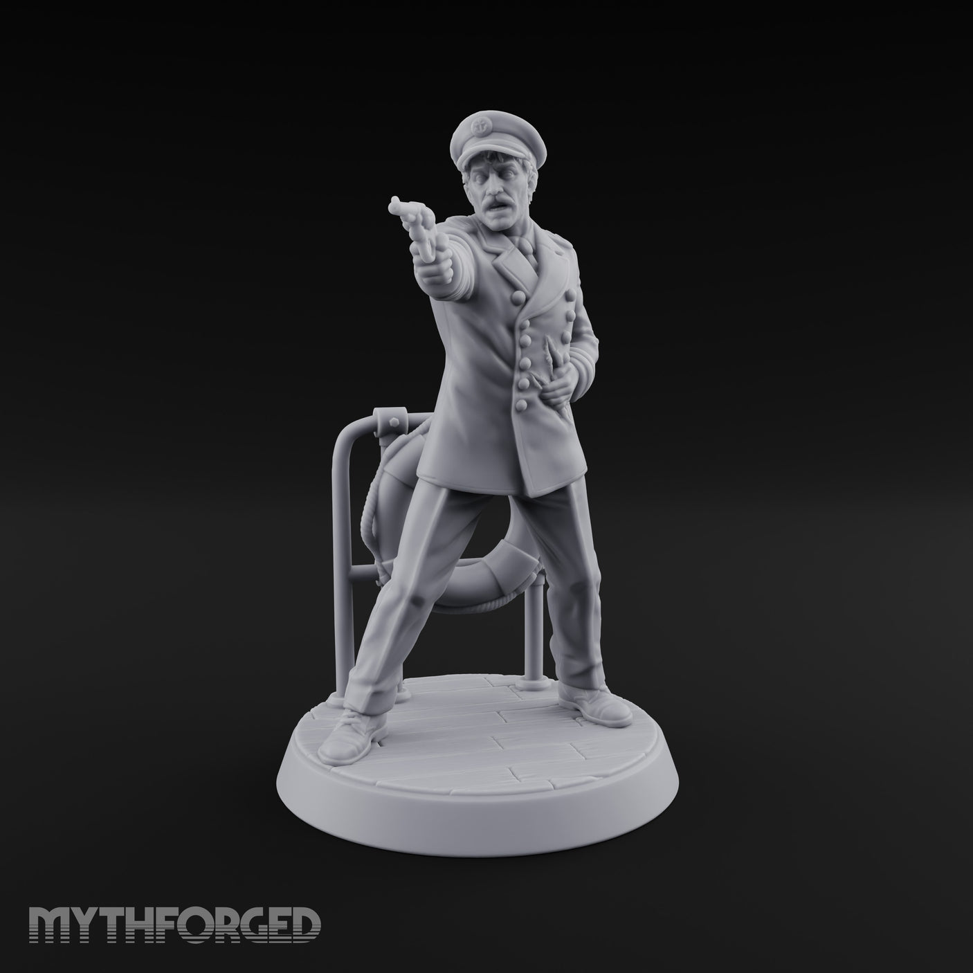 Pistol Levelled Human Captain Miniature for Dungeons and Dragons, Pathfinder or other TTRPGs