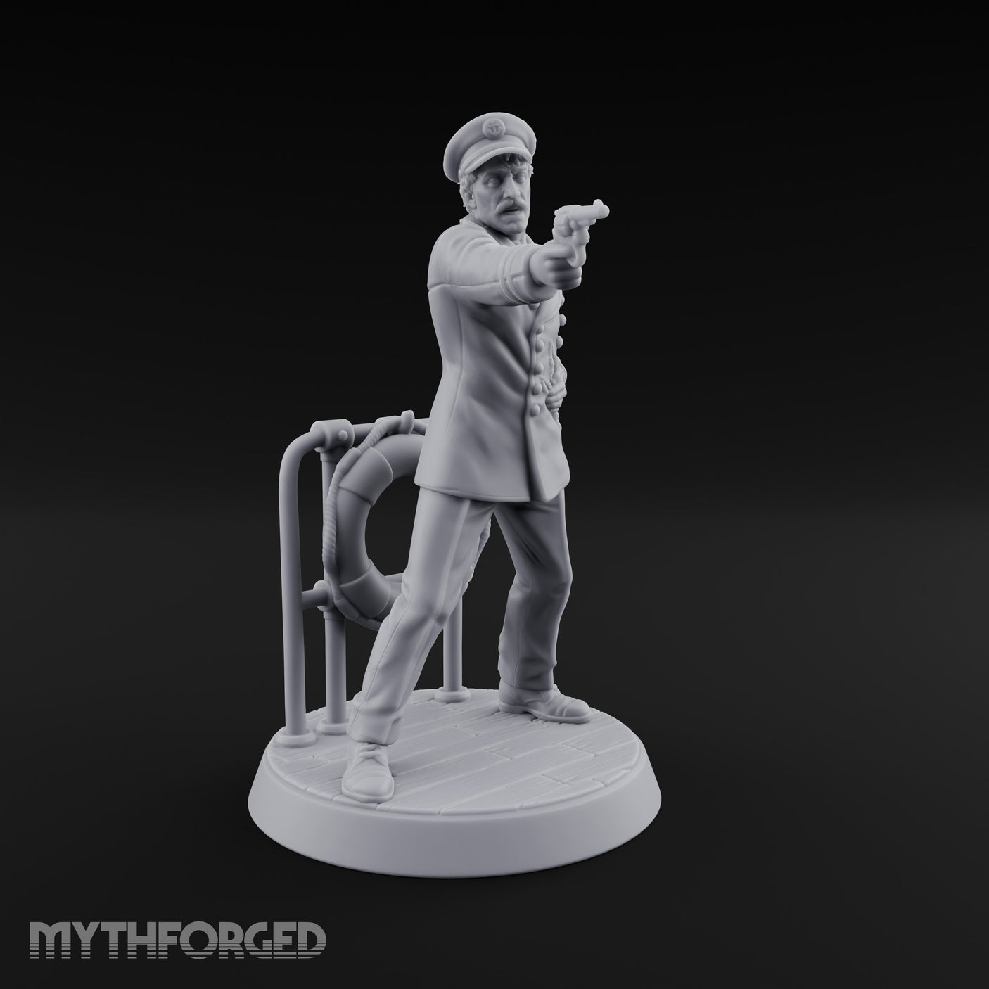 Pistol Levelled Human Captain Miniature for Dungeons and Dragons, Pathfinder or other TTRPGs