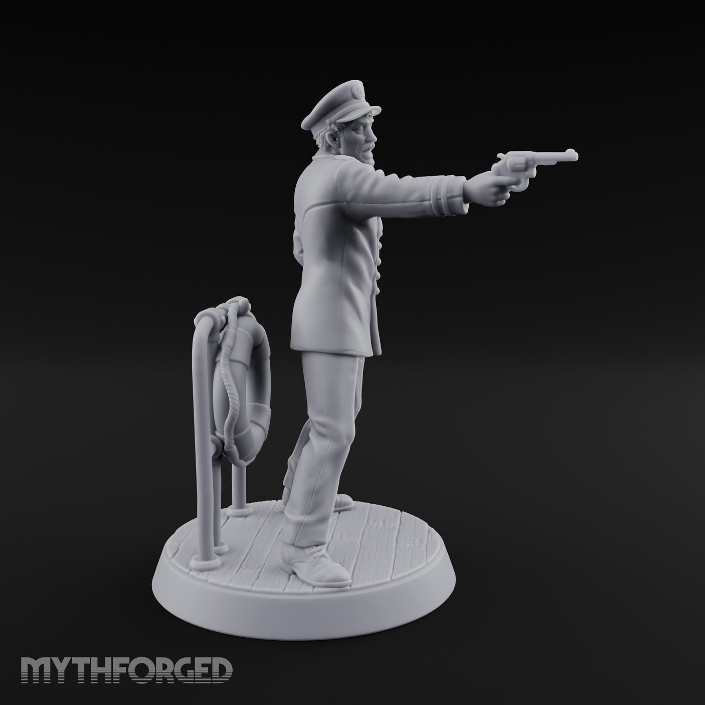 Pistol Levelled Human Captain Miniature for Dungeons and Dragons, Pathfinder or other TTRPGs