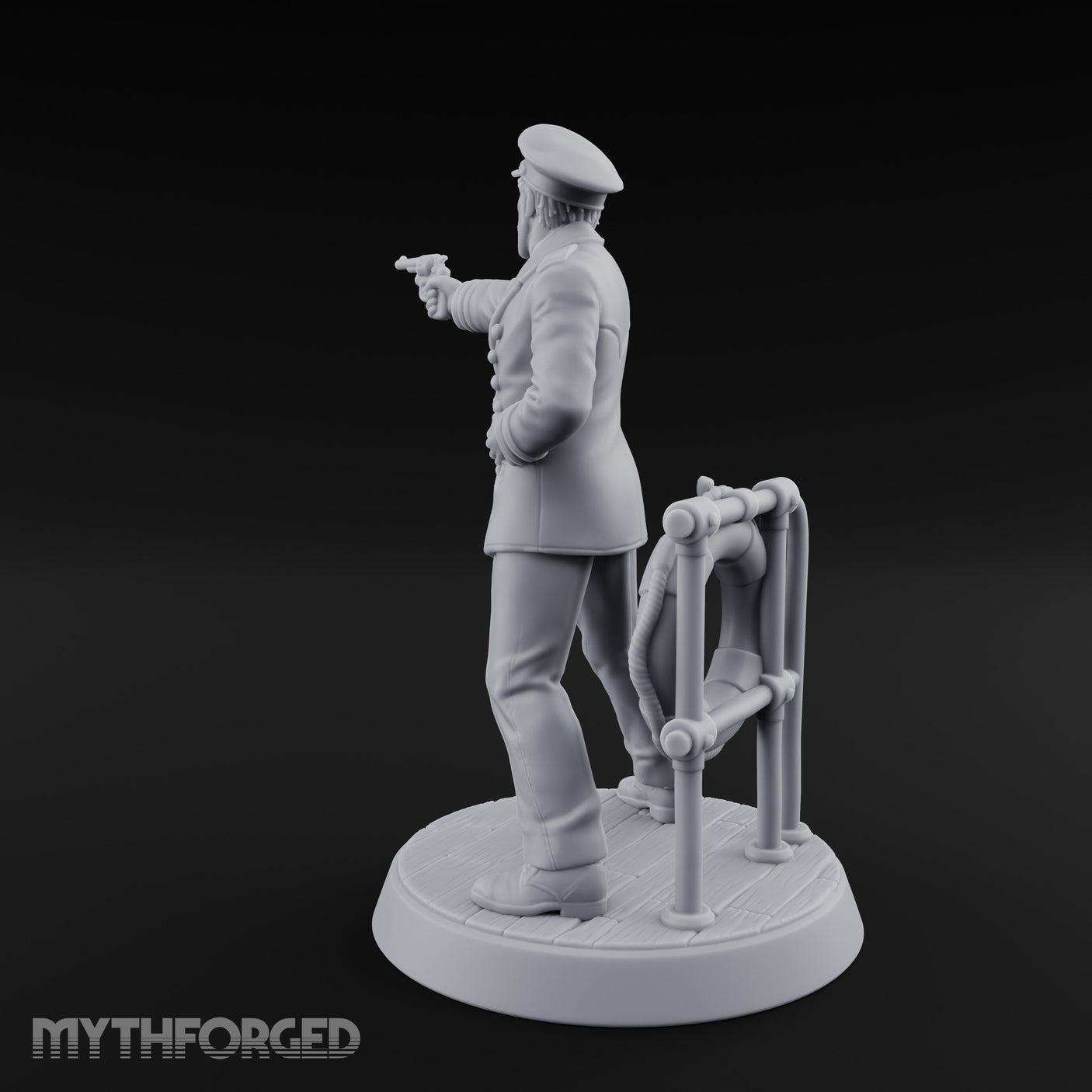 Pistol Levelled Human Captain Miniature for Dungeons and Dragons, Pathfinder or other TTRPGs