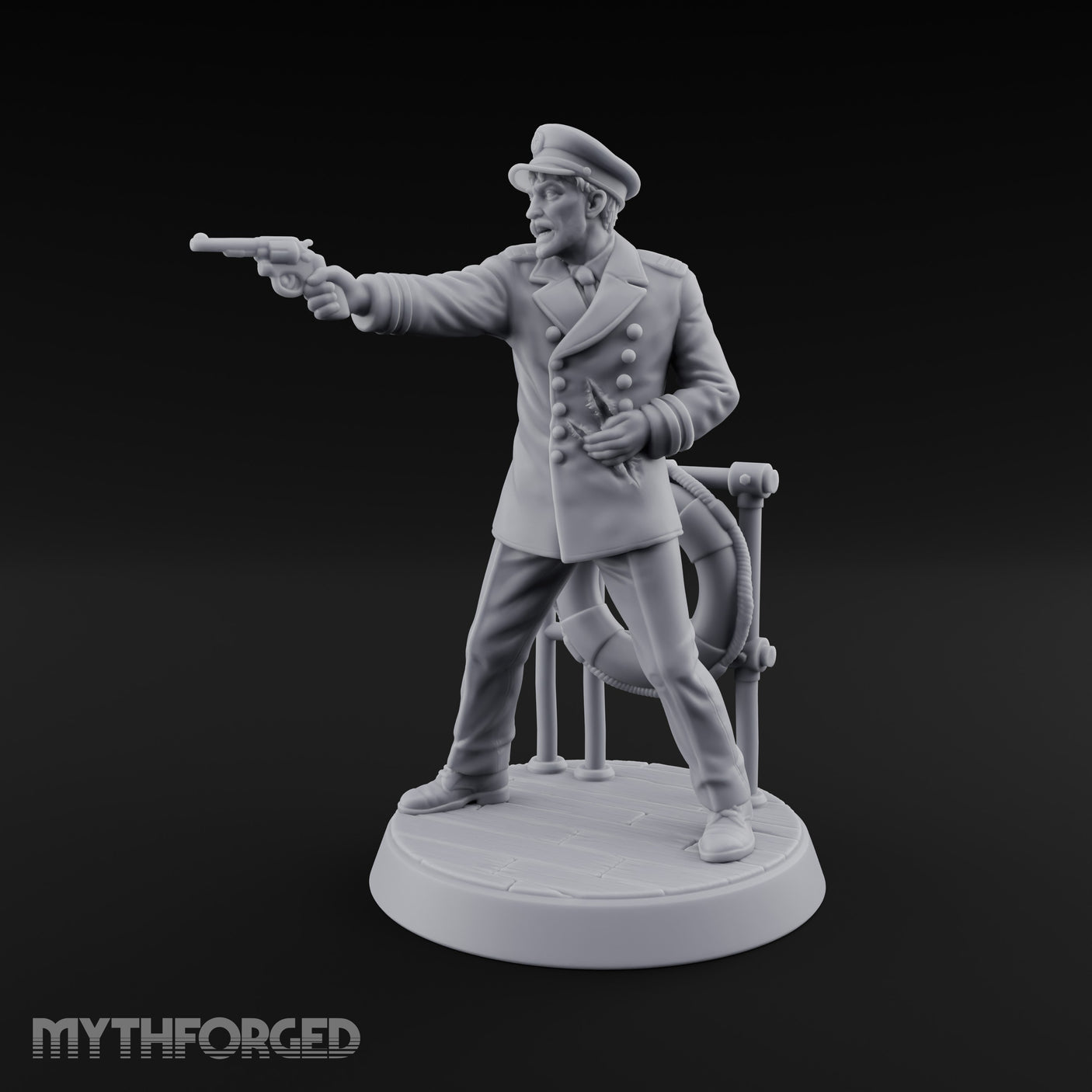 Pistol Levelled Human Captain Miniature for Dungeons and Dragons, Pathfinder or other TTRPGs