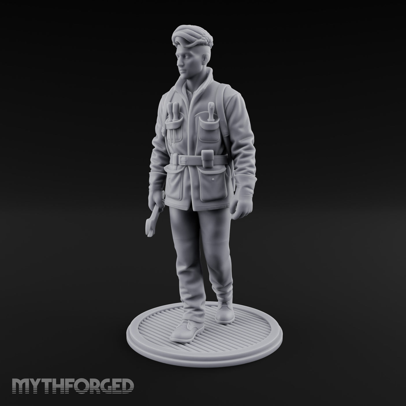 Pistol Palming Human Resistance Fighter Miniature for Dungeons and Dragons, Pathfinder or other TTRPGs
