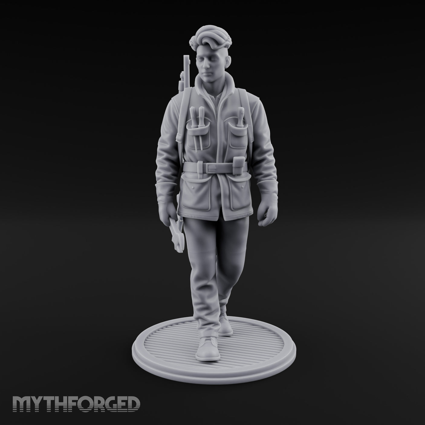 Pistol Palming Human Resistance Fighter Miniature for Dungeons and Dragons, Pathfinder or other TTRPGs