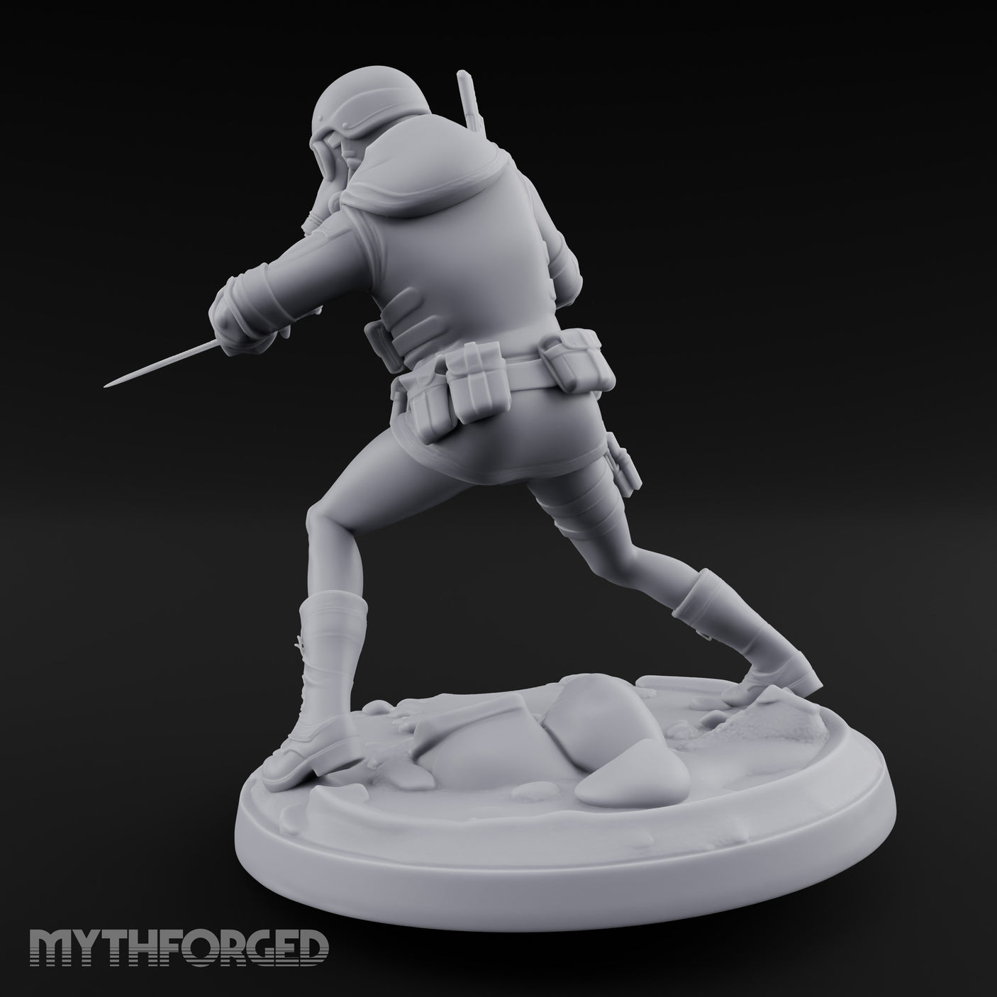 Pistol Raised Knife Ready Human Survivor Miniature for Dungeons and Dragons, Pathfinder or other TTRPGs