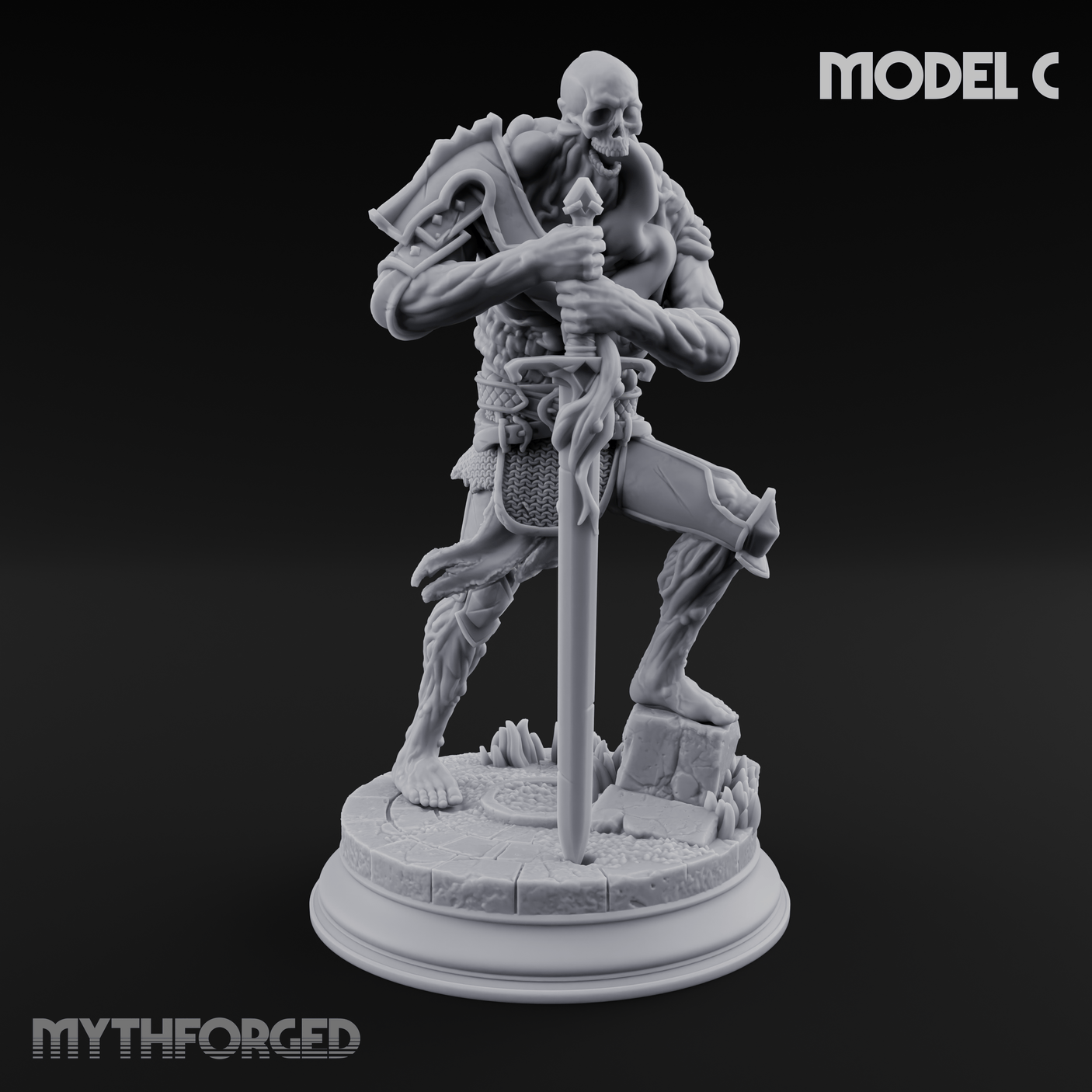 Magic Unfurling Risen Skeleton C Miniature for Dungeons and Dragons, Pathfinder or other TTRPGs