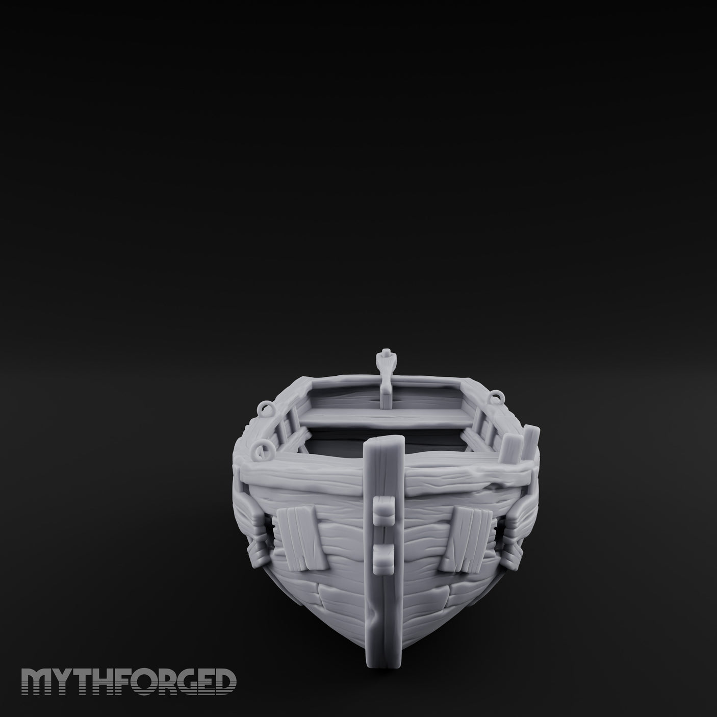Plank-Patched Rope-Lashed River Ferry Skiff Miniature for Dungeons and Dragons, Pathfinder or other TTRPGs