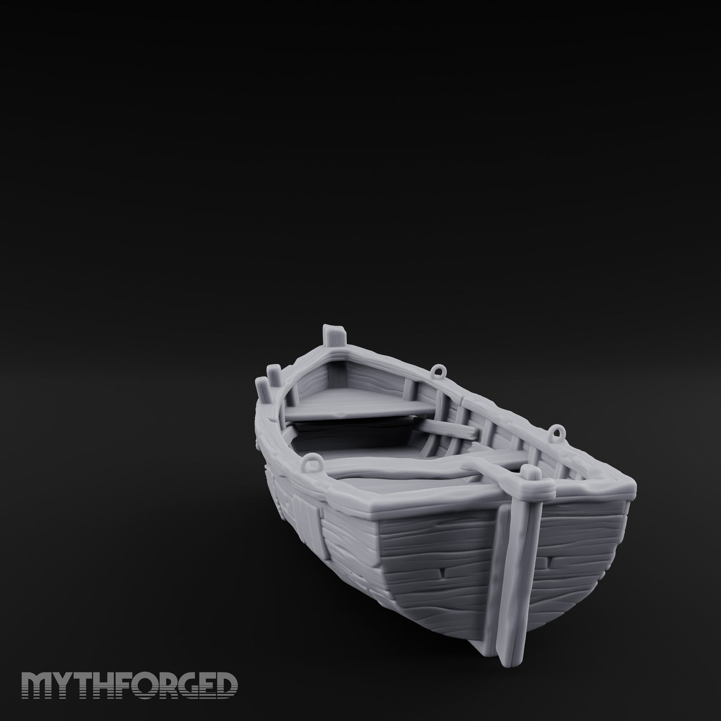Plank-Patched Rope-Lashed River Ferry Skiff Miniature for Dungeons and Dragons, Pathfinder or other TTRPGs