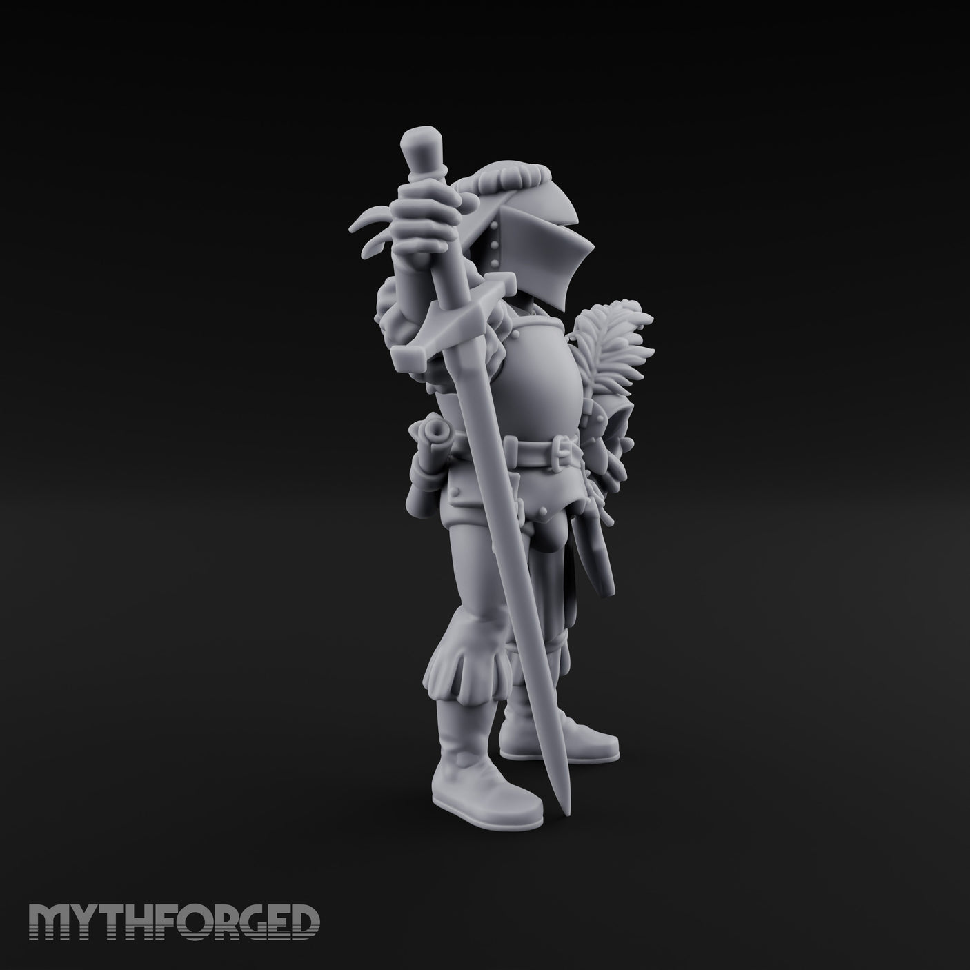 Plumed Helm Cradling Human Captain Miniature for Dungeons and Dragons, Pathfinder or other TTRPGs