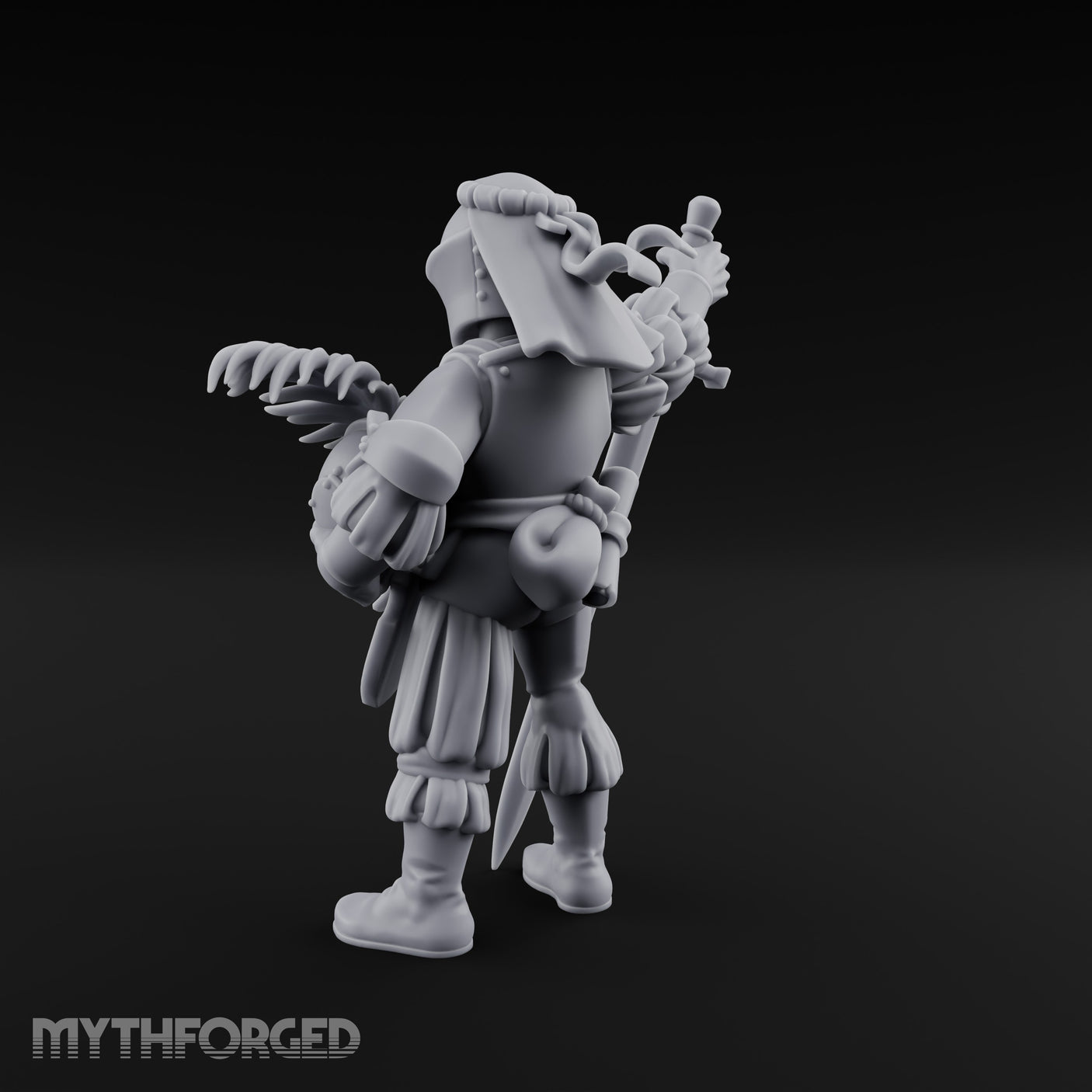 Plumed Helm Cradling Human Captain Miniature for Dungeons and Dragons, Pathfinder or other TTRPGs