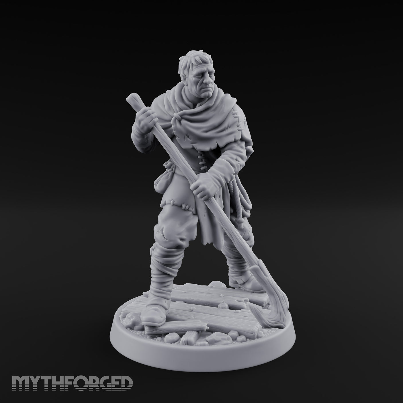 Pole Pushing Human Ferryman Miniature for Dungeons and Dragons, Pathfinder or other TTRPGs