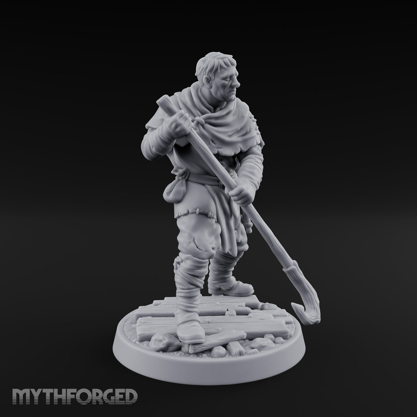 Pole Pushing Human Ferryman Miniature for Dungeons and Dragons, Pathfinder or other TTRPGs