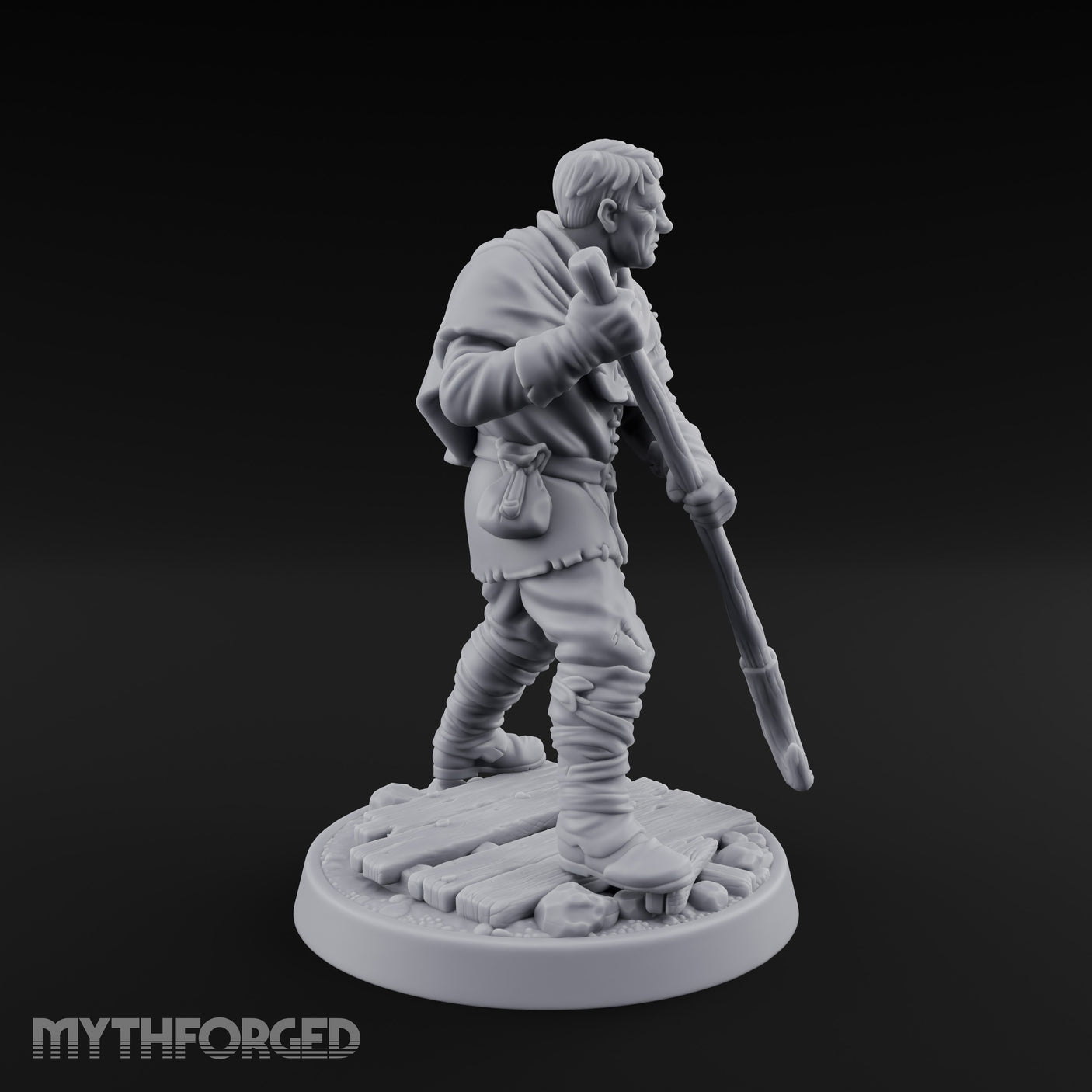Pole Pushing Human Ferryman Miniature for Dungeons and Dragons, Pathfinder or other TTRPGs