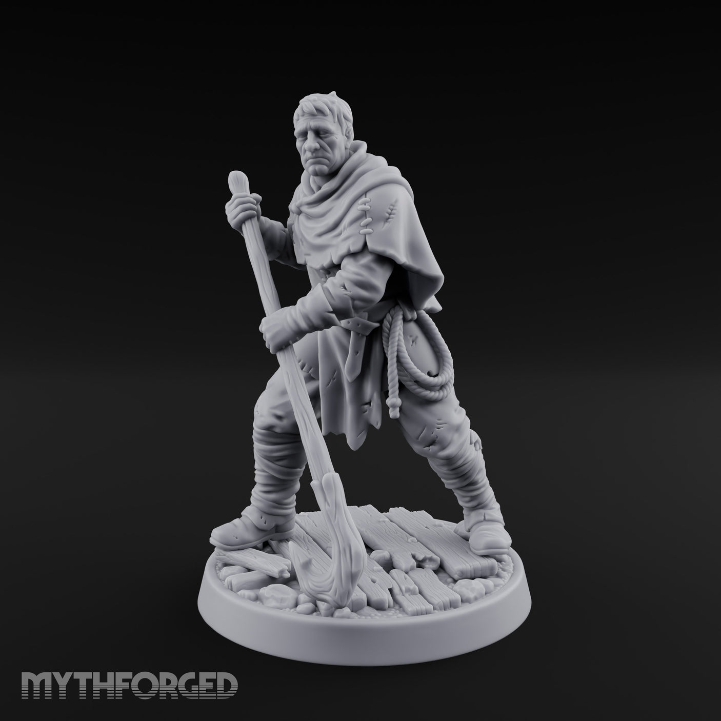 Pole Pushing Human Ferryman Miniature for Dungeons and Dragons, Pathfinder or other TTRPGs