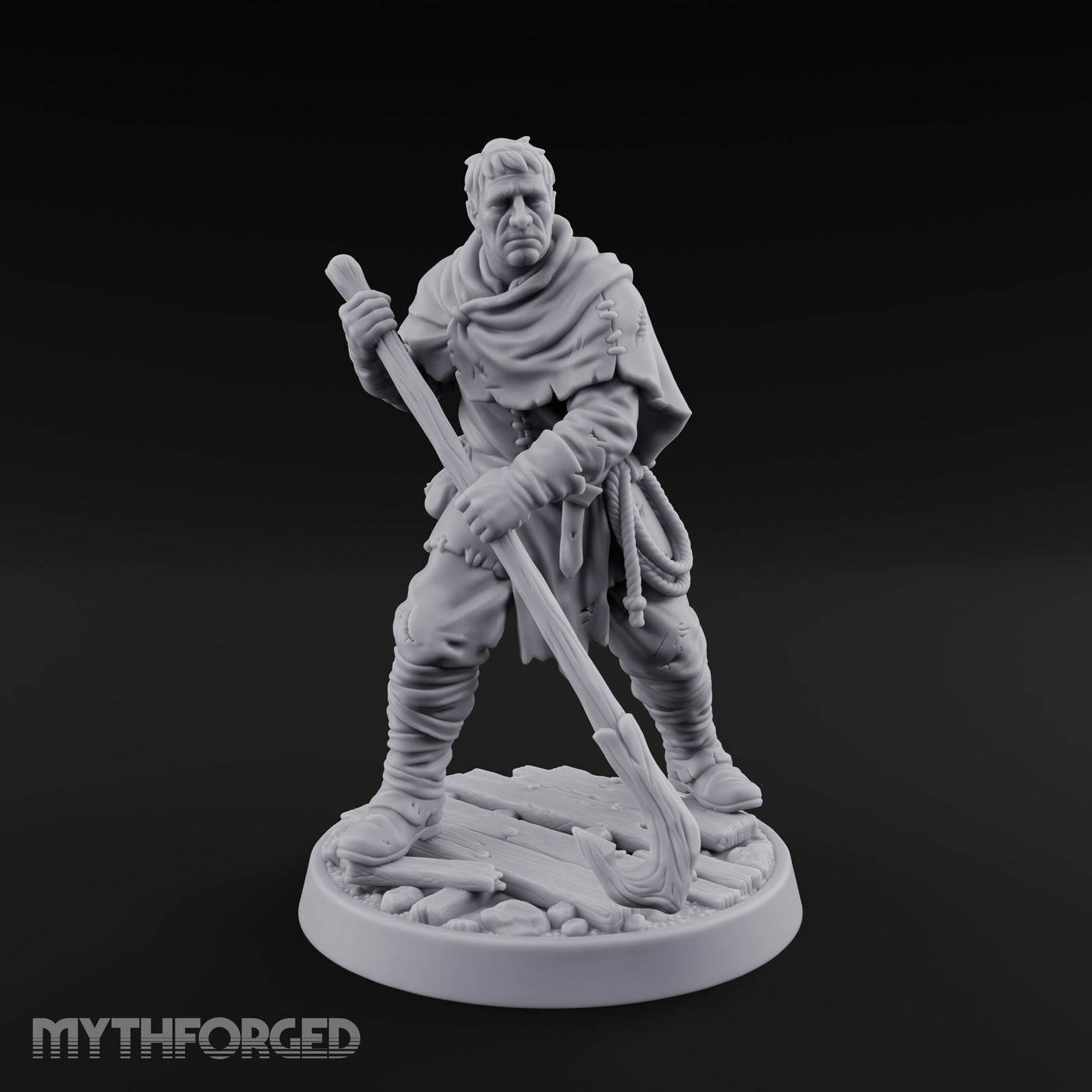 Pole Pushing Human Ferryman Miniature for Dungeons and Dragons, Pathfinder or other TTRPGs