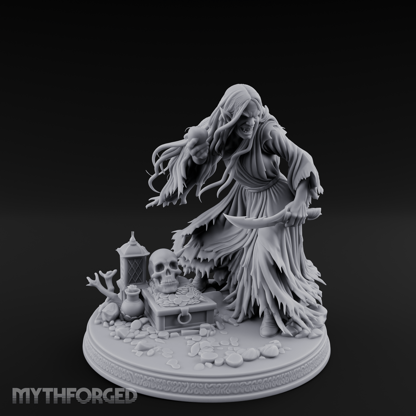 Hovering Over Spoils Hag Witch Miniature for Dungeons and Dragons, Pathfinder or other TTRPGs