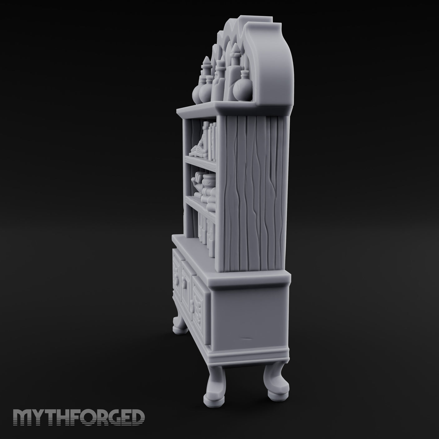 Potion-Crowned Scroll-Stuffed Wizard's Apothecary Bookcase Miniature for Dungeons and Dragons, Pathfinder or other TTRPGs