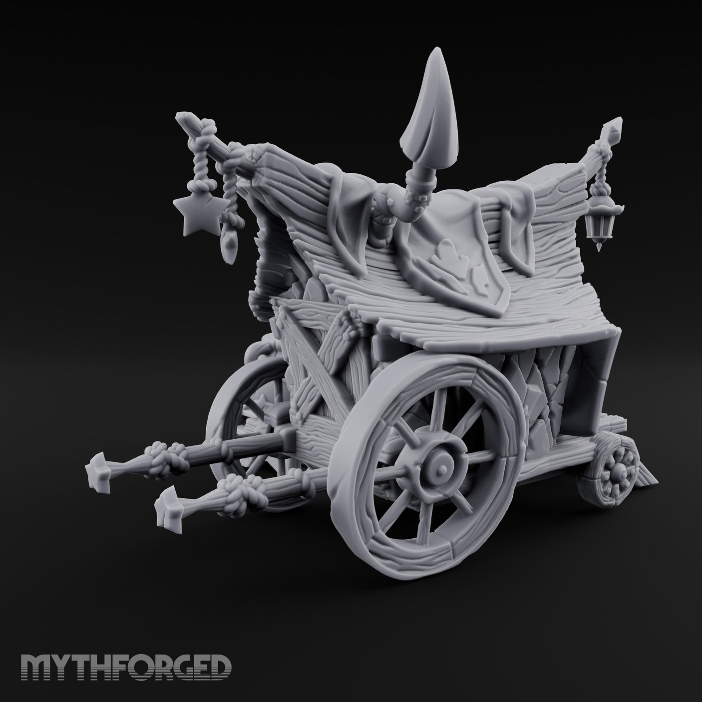 Potion-Stocked Lantern-Topped Wandering Alchemist Cart Miniature for Dungeons and Dragons, Pathfinder or other TTRPGs
