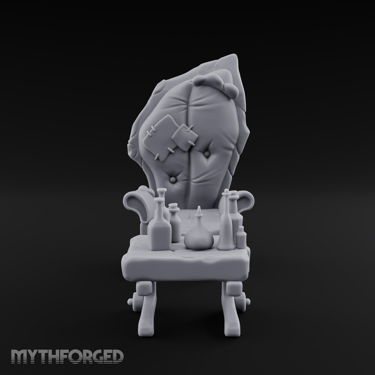 Sample Before You Sit Ornate Armchair and Bottle Table