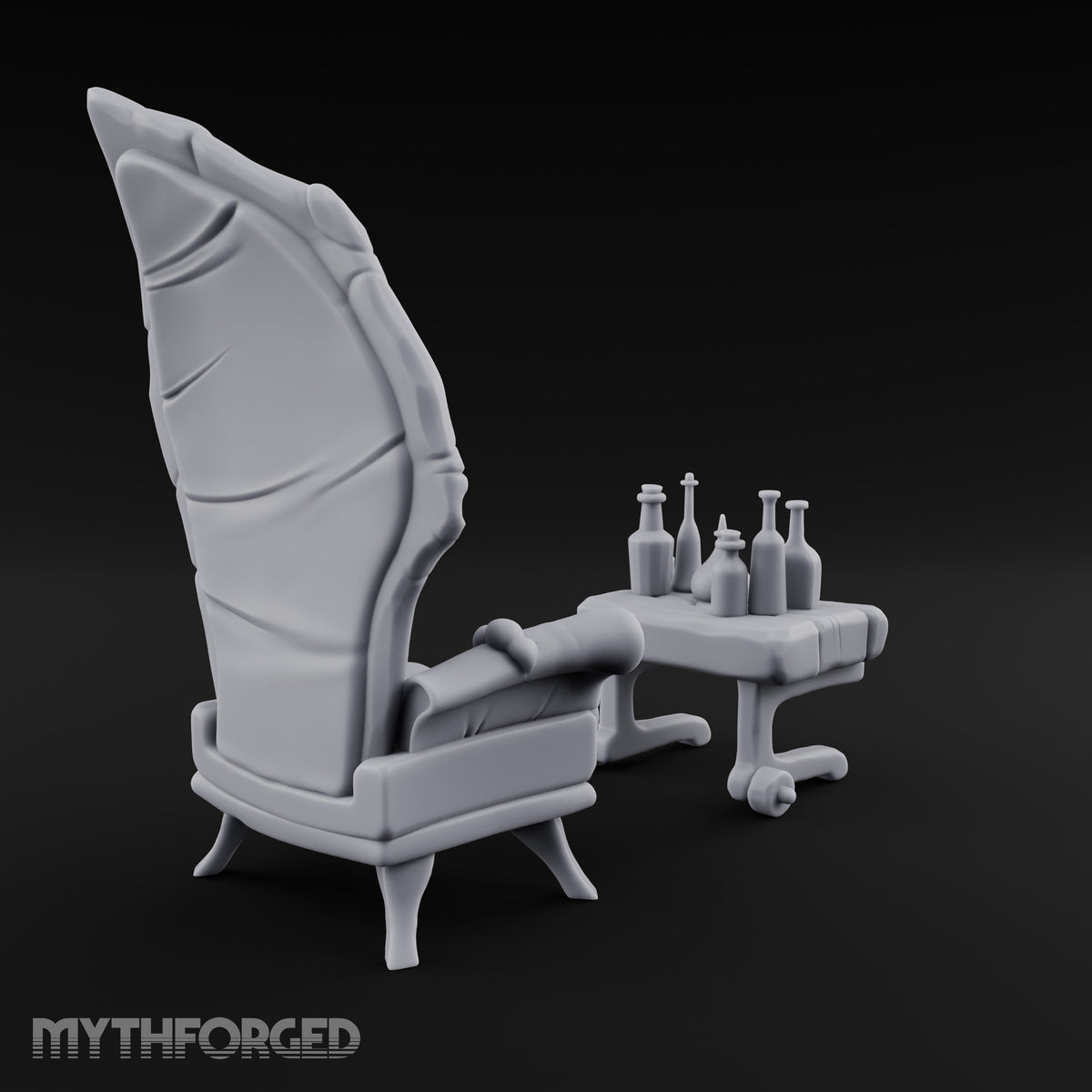 Sample Before You Sit Ornate Armchair and Bottle Table