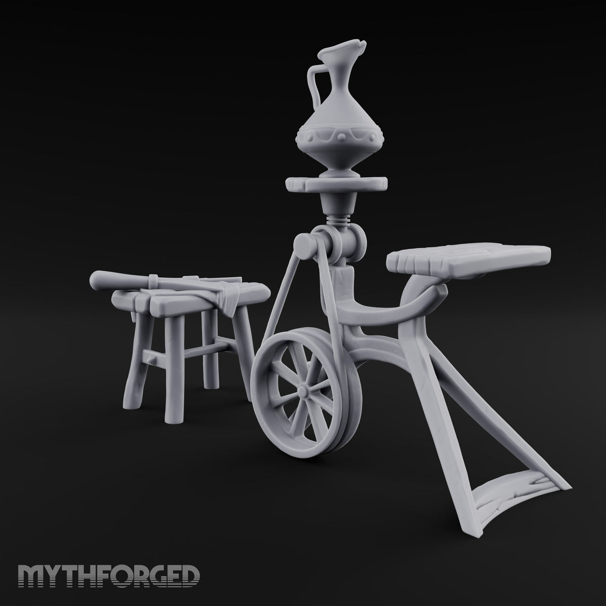 Pedal Down, Pitcher Up Wooden Pottery Wheel with Stool