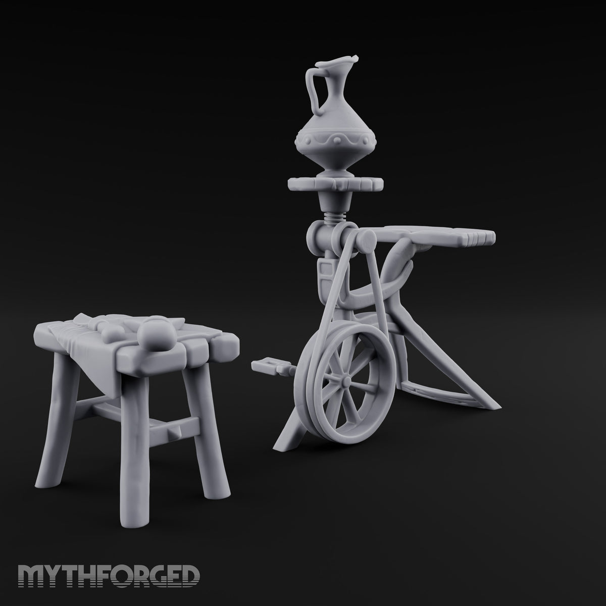 Pedal Down, Pitcher Up Wooden Pottery Wheel with Stool