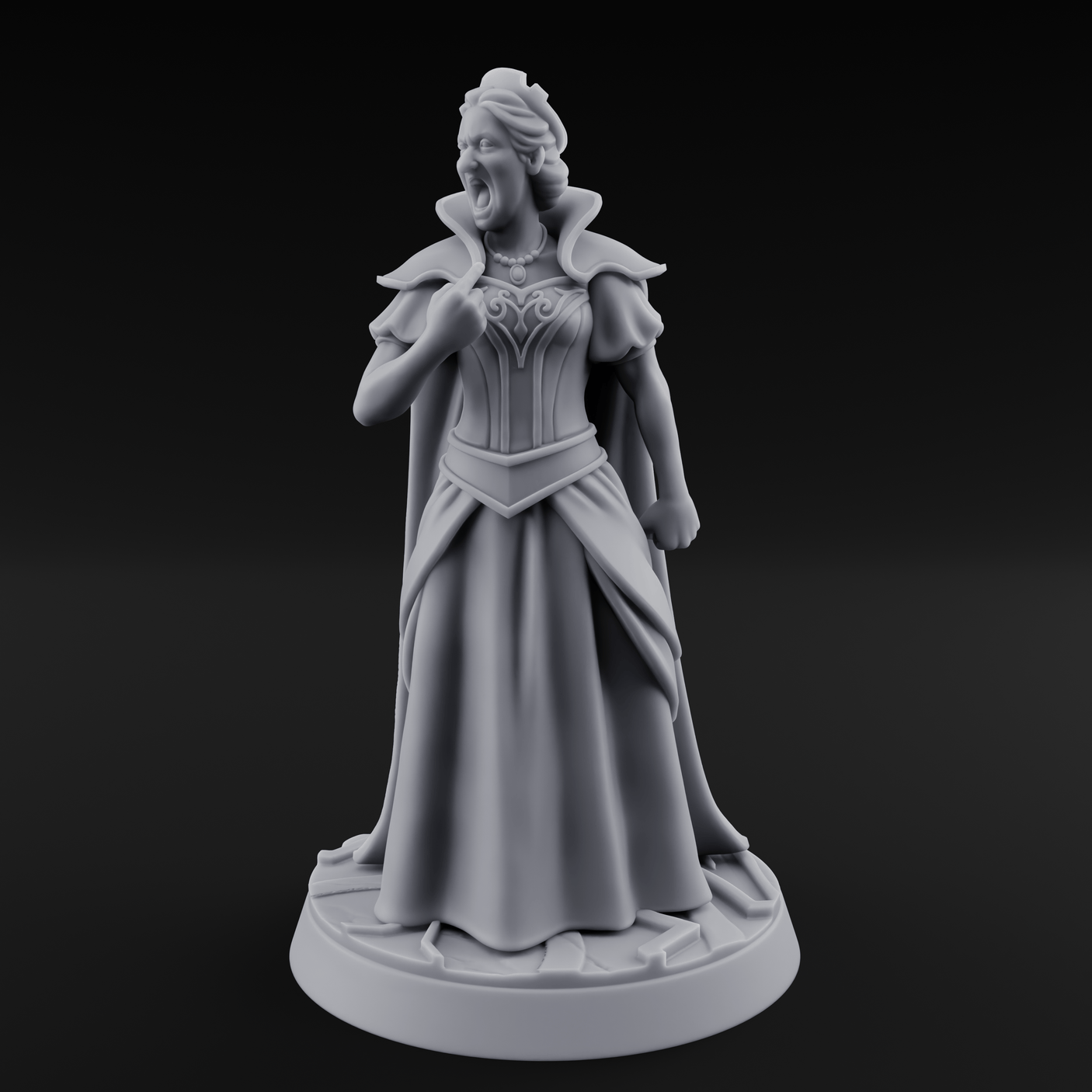 Shrieking Mad Human Queen Miniature for Dungeons and Dragons, Pathfinder or other TTRPGs