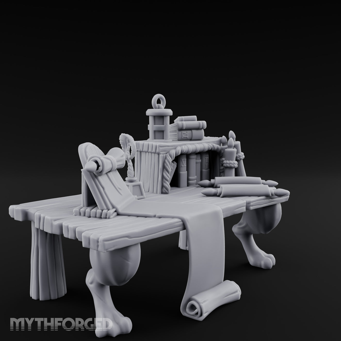 Quill-Stood Scroll-Draped Scholar's Writing Desk gallery 2
