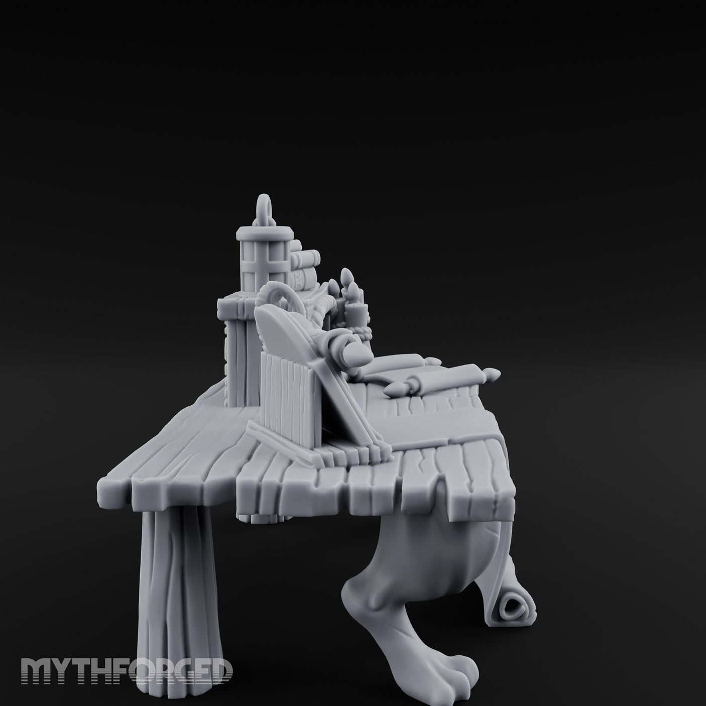 Quill-Stood Scroll-Draped Scholar's Writing Desk gallery 3