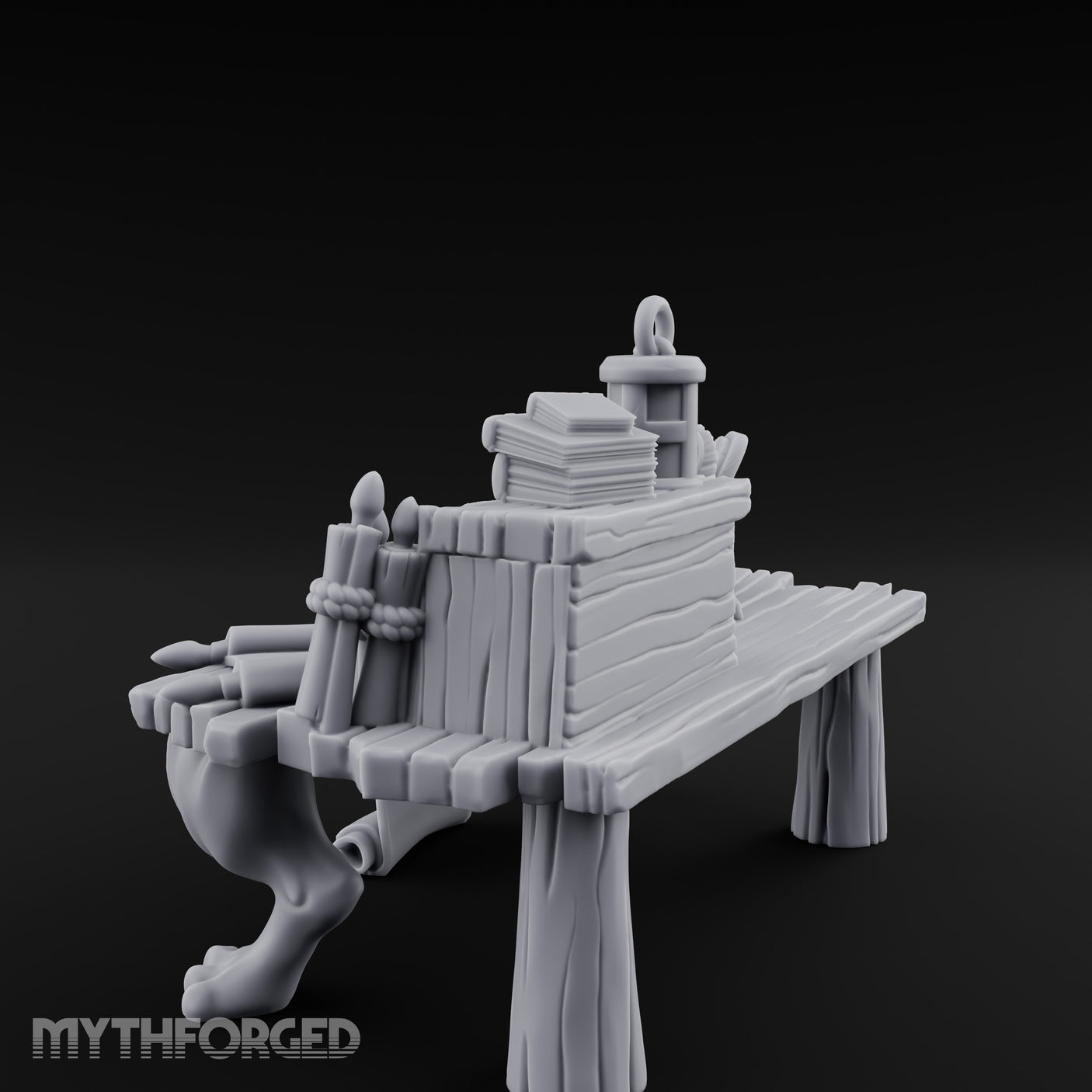 Quill-Stood Scroll-Draped Scholar's Writing Desk gallery 6