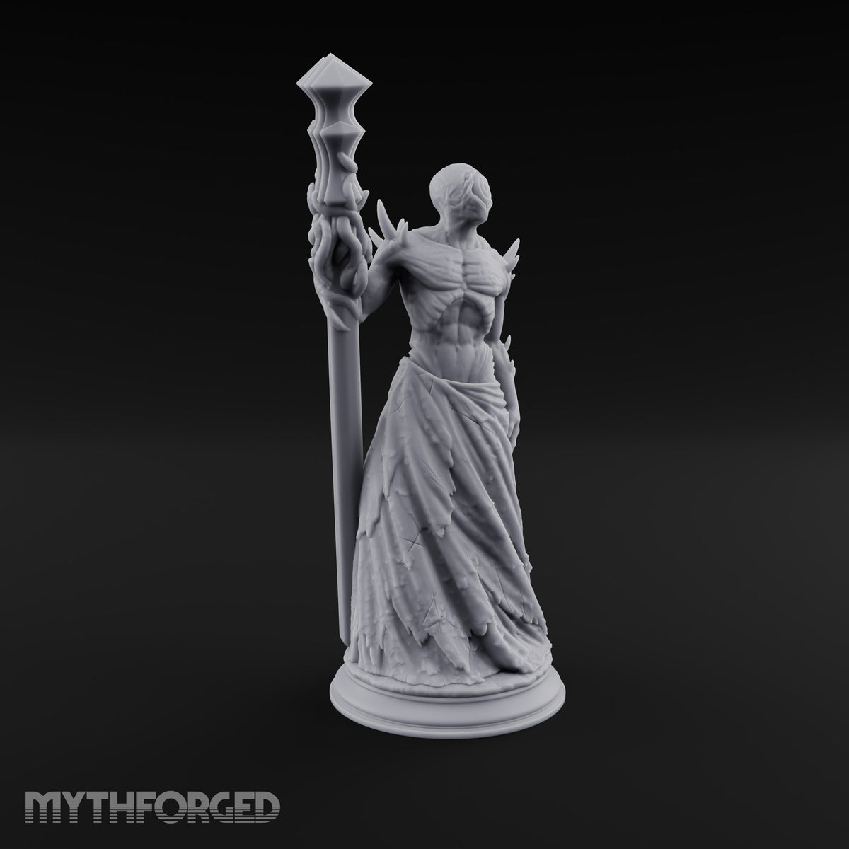 Risen Wearing Rags Nothic One-Eyed Spined Stalker with Crystal Staff