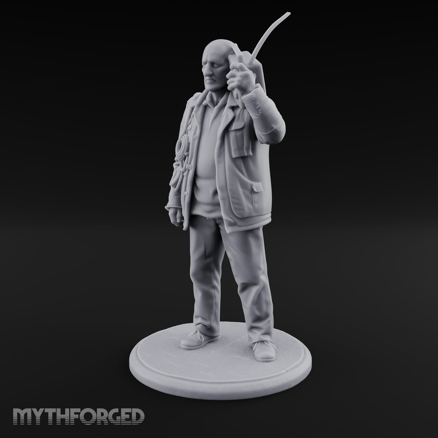 Radio Hoisting Rope Slinging Human Survivor Miniature for Dungeons and Dragons, Pathfinder or other TTRPGs