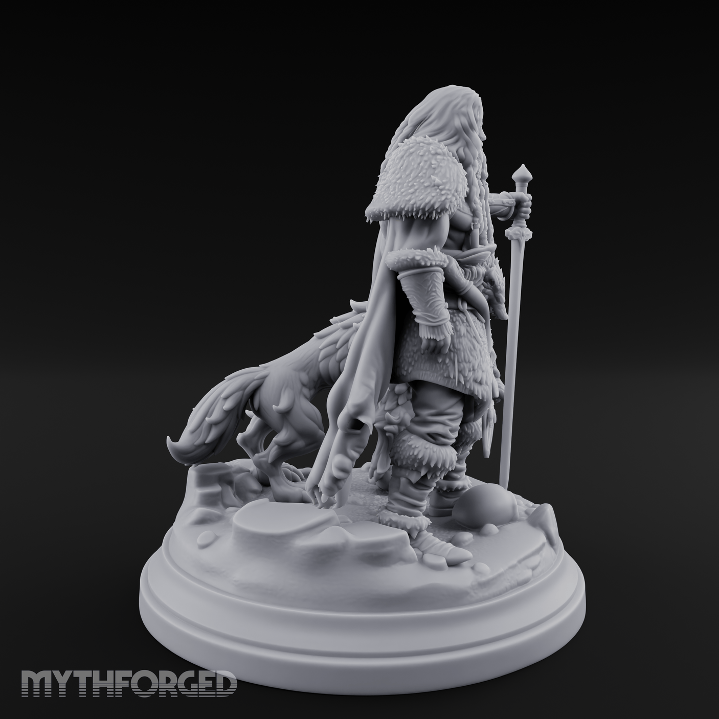 Wolf Companioned Northman Miniature for Dungeons and Dragons, Pathfinder or other TTRPGs