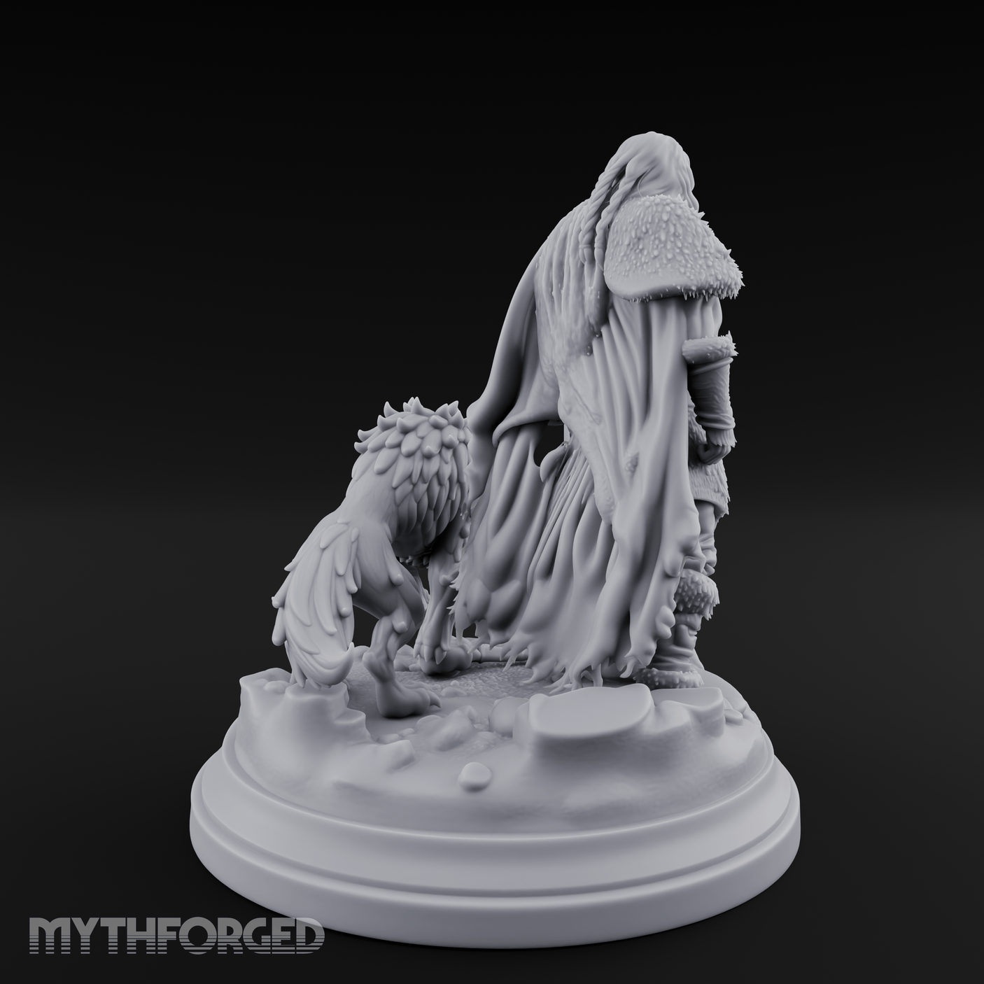 Wolf Companioned Northman Miniature for Dungeons and Dragons, Pathfinder or other TTRPGs
