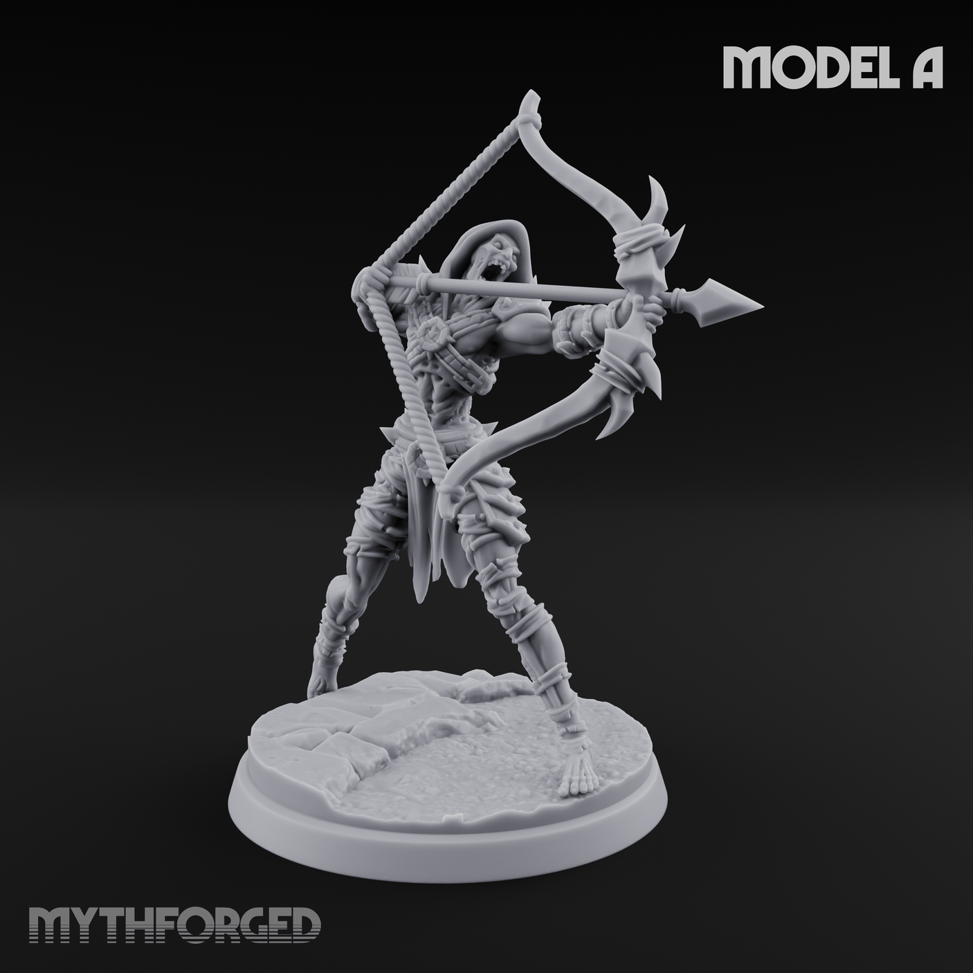 Drawing Back For The Shot Ghoul Archers A Miniature for Dungeons and Dragons, Pathfinder or other TTRPGs