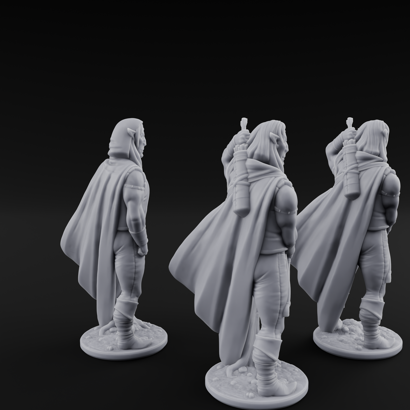 Shirtless And Sneering Elf Rangers Miniature for Dungeons and Dragons, Pathfinder or other TTRPGs