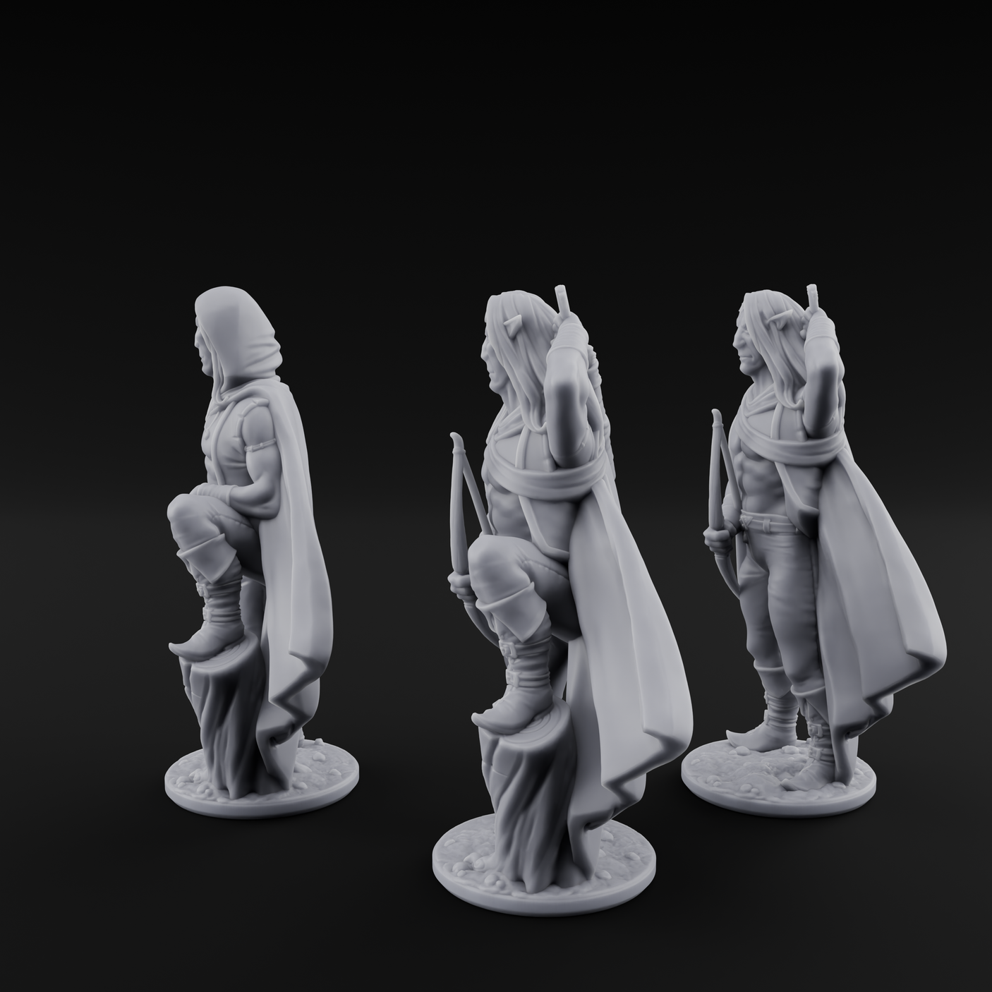 Shirtless And Sneering Elf Rangers Miniature for Dungeons and Dragons, Pathfinder or other TTRPGs