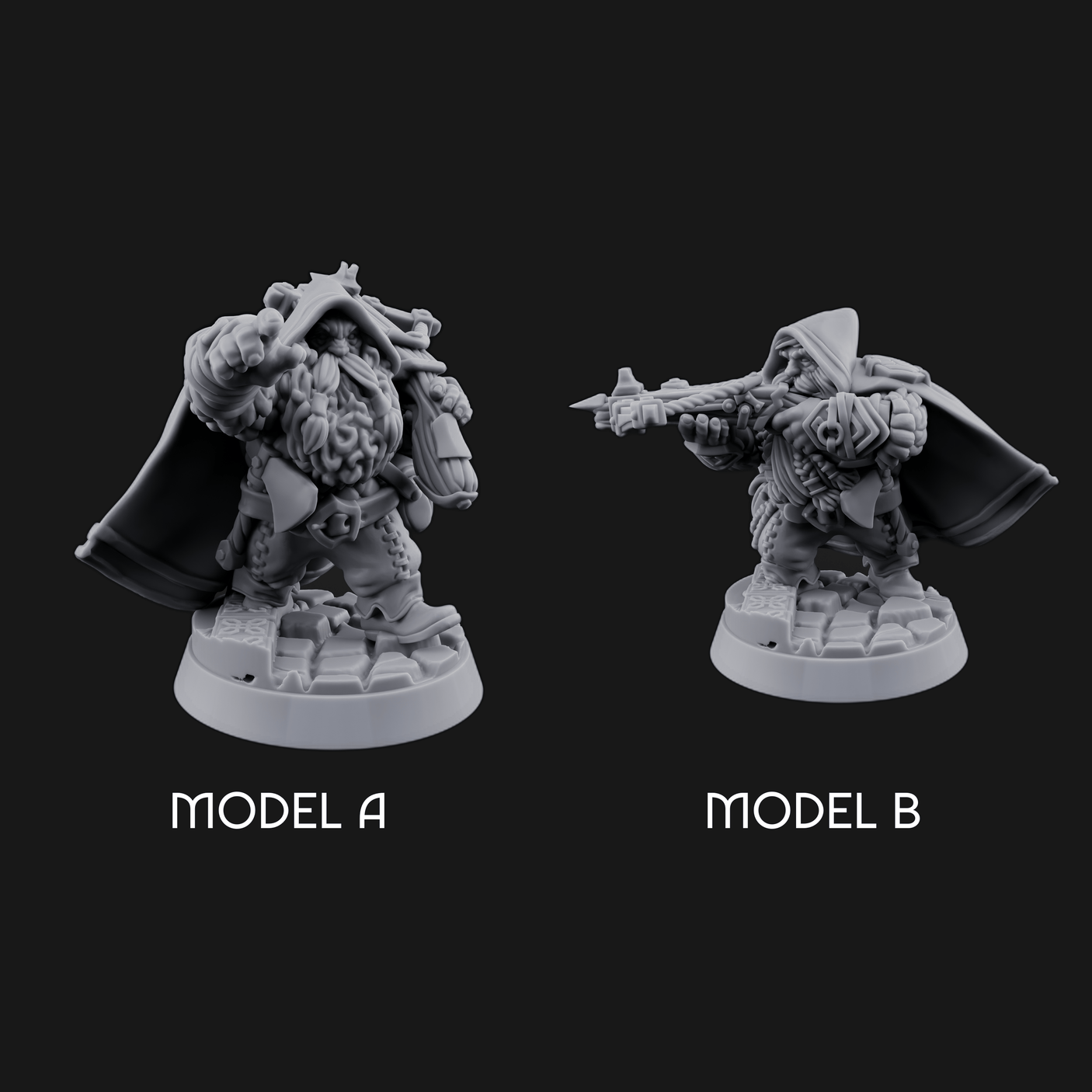 Grizzled Ranging Dwarf Rangers Miniature for Dungeons and Dragons, Pathfinder or other TTRPGs