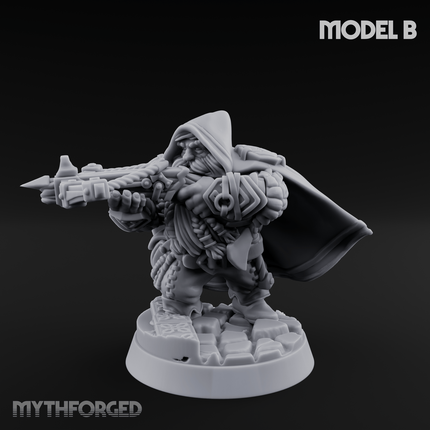 Grizzled Ranging Dwarf Rangers B Miniature for Dungeons and Dragons, Pathfinder or other TTRPGs