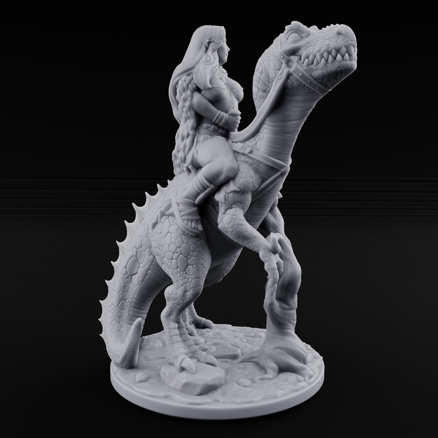 Saddle Steady Human Raptor Rider Miniature for Dungeons and Dragons, Pathfinder or other TTRPGs