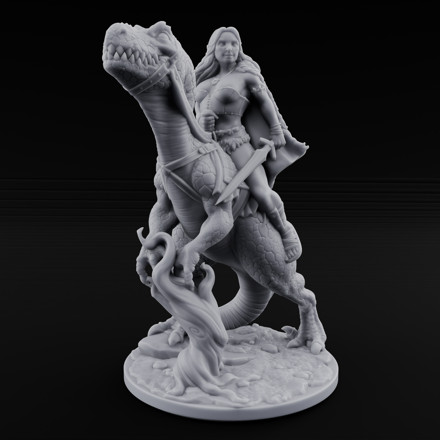 Saddle Steady Human Raptor Rider Miniature for Dungeons and Dragons, Pathfinder or other TTRPGs
