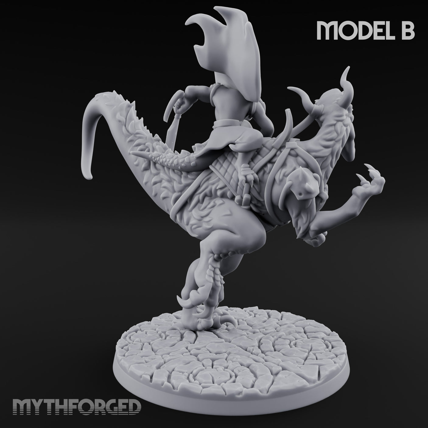 Raptor Riding Kobold Beast Rider B Miniature for Dungeons and Dragons, Pathfinder or other TTRPGs