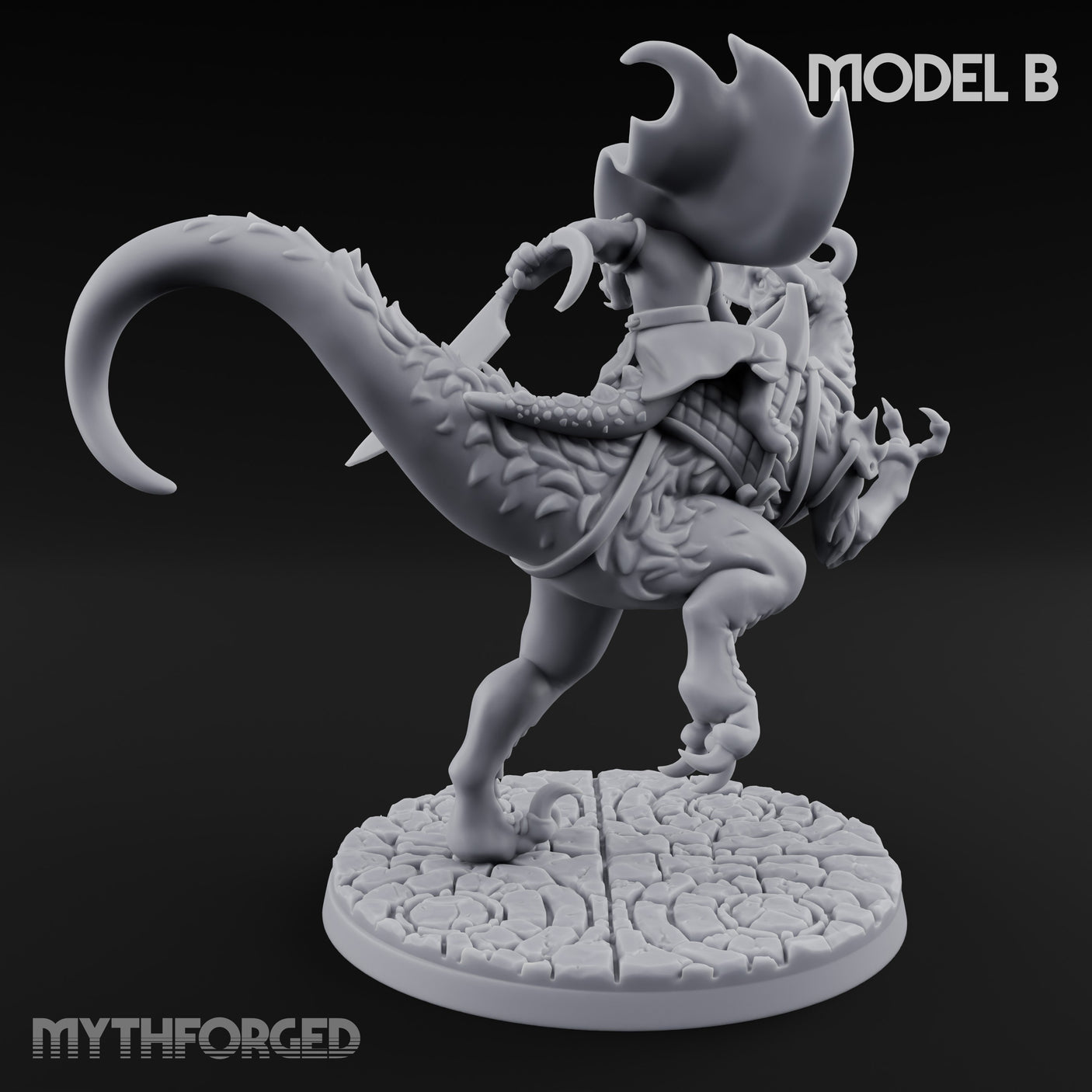 Raptor Riding Kobold Beast Rider B Miniature for Dungeons and Dragons, Pathfinder or other TTRPGs