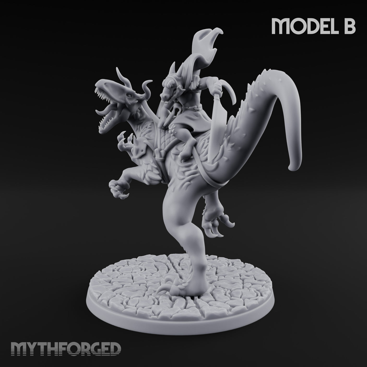 Raptor Riding Kobold Beast Rider B Miniature for Dungeons and Dragons, Pathfinder or other TTRPGs
