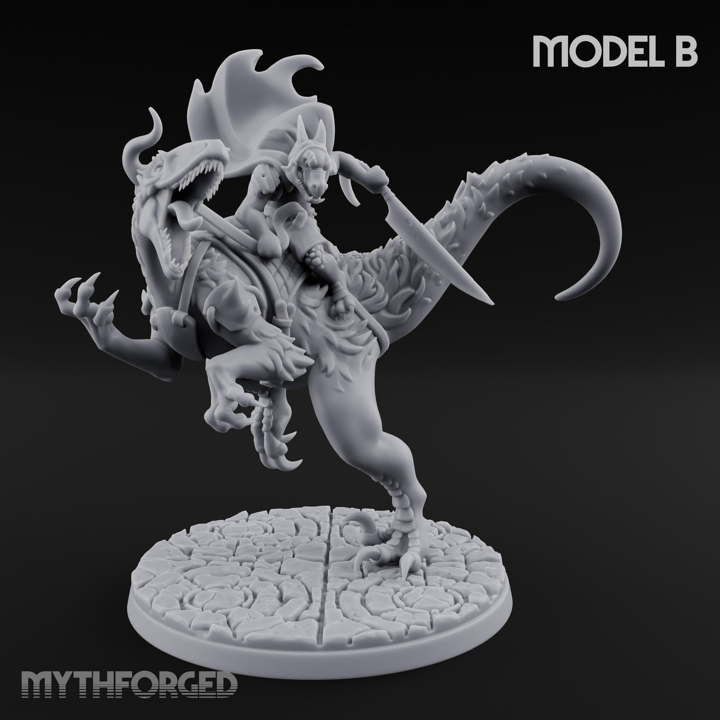 Raptor Riding Kobold Beast Riders Miniature for Dungeons and Dragons, Pathfinder or other TTRPGs