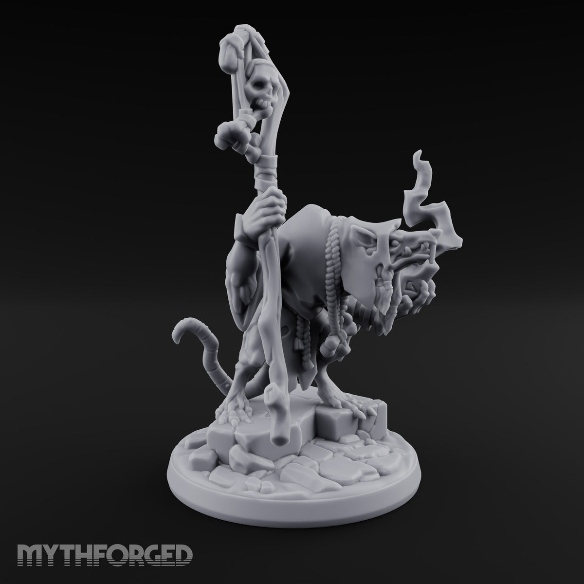 Skull Staff, Fire Cupped Ratfolk Caster