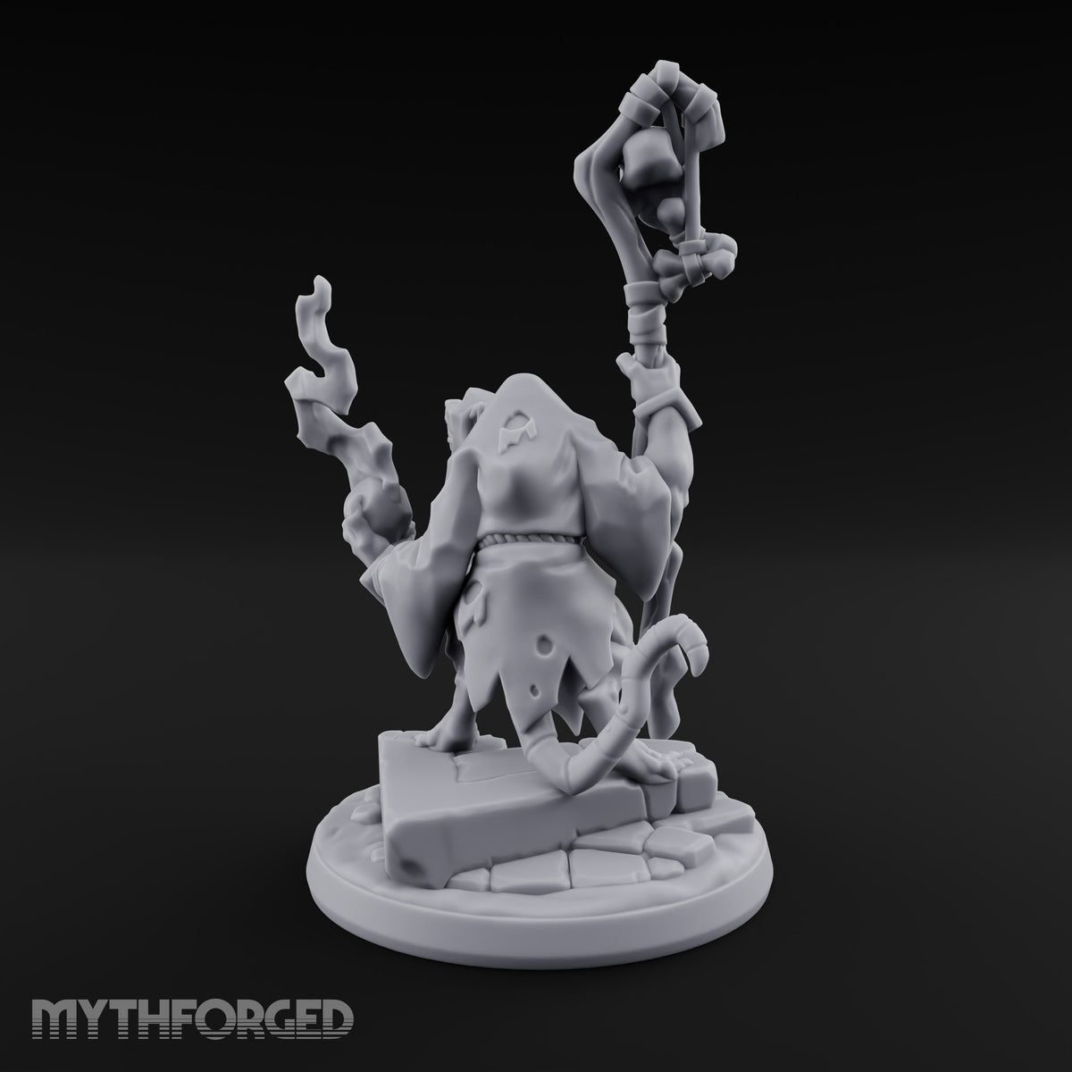 Skull Staff, Fire Cupped Ratfolk Caster