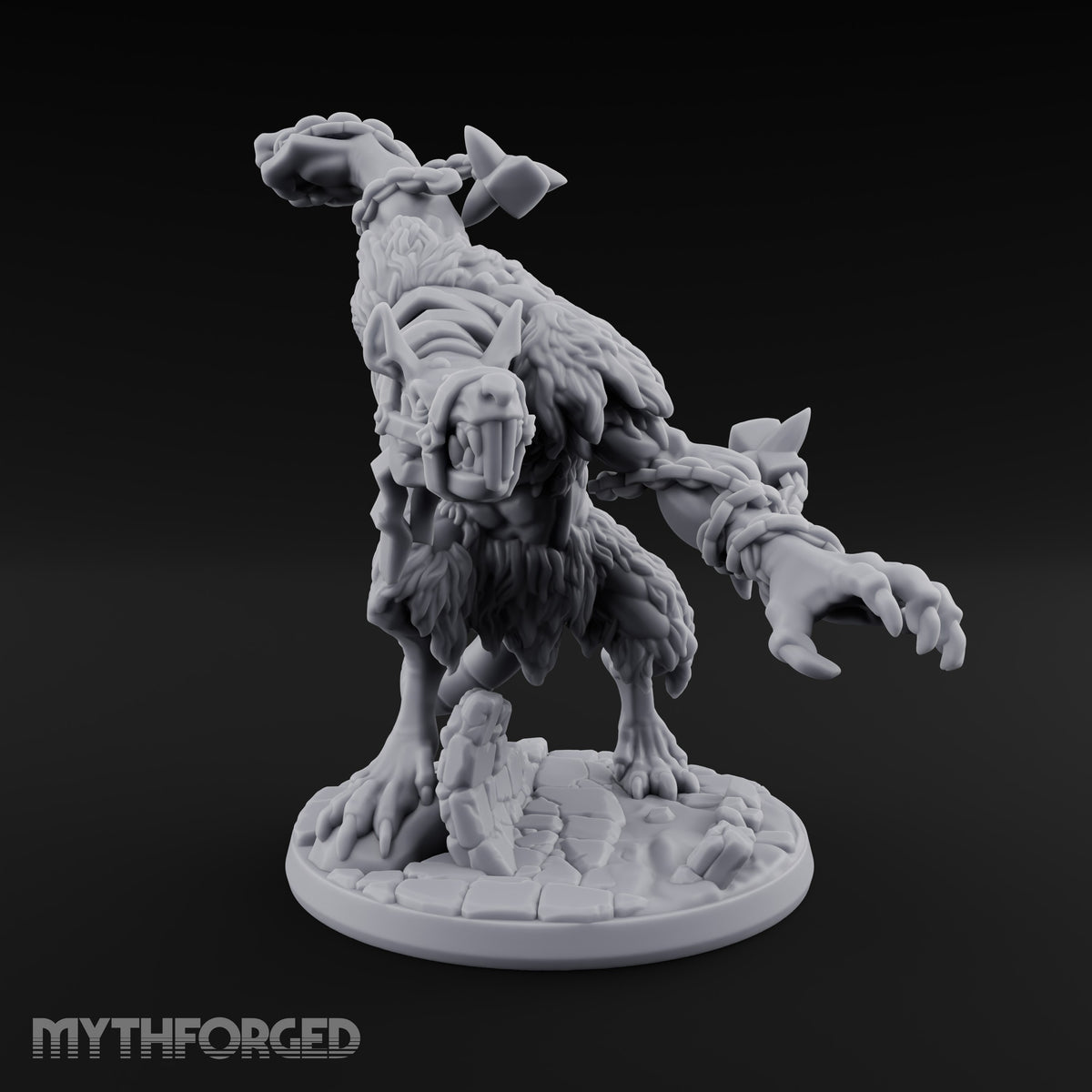 Muzzled, Chained and Lunging Wererat Monster
